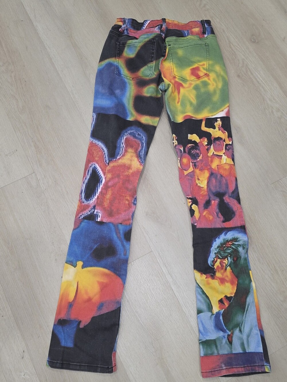 On Thursday Flare Colorful Jeans Vibrant Multicolor Graphic Print Jeans Size 29